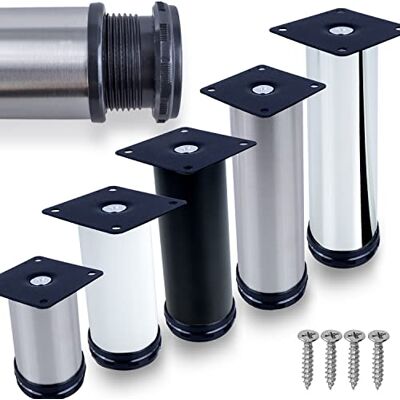 Stahlia 4er Set Möbelfüße WEIß Schrankfüße Möbelbeine verstellbar für Sideboard Kommode Sofa Bett Schrank Couch Bad Möbel mit Schrauben Ø50 mm Höhe 6cm Stahlia 4er Set Möbelfüße WEIß Schrankfüße Möbelbeine verstellbar für Sideboard Kommode Sofa Bett Schrank Couch Bad Möbel mit Schrauben Ø50 mm Höhe 6cm