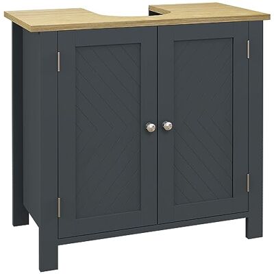 kleankin Unterschrank Spanplatte MDF 2-türig 60x30x60cm Grau Verstellbares Innenregal, wasserbeständig kleankin Unterschrank Spanplatte MDF 2-türig 60x30x60cm Grau Verstellbares Innenregal, wasserbeständig