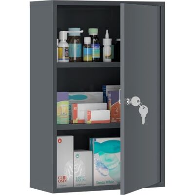 kleankin Medizinschrank Abschließbar Metall mit 3 Fächer 40x18x60cm Grau Arzneischrank zur Medikamenten-Aufbewahrung, Medikamentenschrank, Erste-Hilfe-Schrank kleankin Medizinschrank Abschließbar Metall mit 3 Fächer 40x18x60cm Grau Arzneischrank zur Medikamenten-Aufbewahrung, Medikamentenschrank, Erste-Hilfe-Schrank