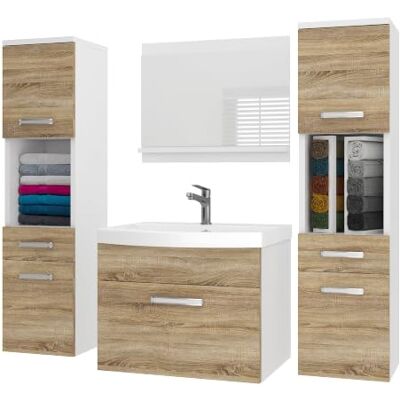 B BELINI GROUP Belini PRIM6 Waschbeckenunterschrank Badschrank 120cm Sonoma Eiche Badmöbel-Set in Sonoma Eiche, wandhängende Montage, Soft-Close-Mechanismus, FSC-Holzwerkstoff, inkl. Waschbecken & Spiegel B BELINI GROUP Belini PRIM6 Waschbeckenunterschrank Badschrank 120cm Sonoma Eiche Badmöbel-Set in Sonoma Eiche, wandhängende Montage, Soft-Close-Mechanismus, FSC-Holzwerkstoff, inkl. Waschbecken & Spiegel