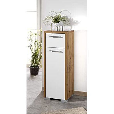 Schildmeyer Bella Midischrank 150644, Eiche Landhaus Dekor/weiß Glanz, 34,5/33 / 97 cm Schildmeyer Bella Midischrank 150644, Eiche Landhaus Dekor/weiß Glanz, 34,5/33 / 97 cm