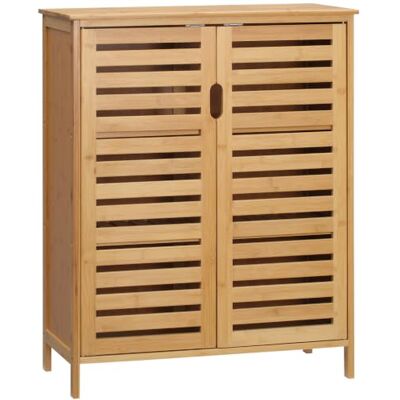 kleankin Badezimmerschrank mit 2 Lamellentüren 68 x 32 x 86 cm Natur Badschrank Bambus, Beistellschrank, 2 Innenregalen, Aufbewahrungsschrank, Badezimmer, Wohnzimmer kleankin Badezimmerschrank mit 2 Lamellentüren 68 x 32 x 86 cm Natur Badschrank Bambus, Beistellschrank, 2 Innenregalen, Aufbewahrungsschrank, Badezimmer, Wohnzimmer