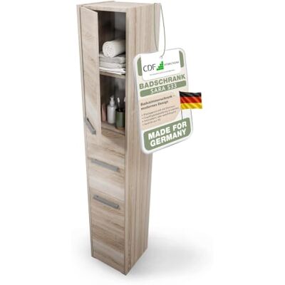 CDF Hochschrank schmal HOCH-Schrank Badschrank 30cm Breit Badezimmerschrank Nischenschrank Badmöbel für Kosmetik Handtücher Badezimmer Bad WC Toilette Flur Stehend Eiche Sonoma 30x30x170 CDF Hochschrank schmal HOCH-Schrank Badschrank 30cm Breit Badezimmerschrank Nischenschrank Badmöbel für Kosmetik Handtücher Badezimmer Bad WC Toilette Flur Stehend Eiche Sonoma 30x30x170