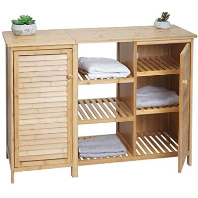 Mendler Badezimmerschrank HWC-B18AM 2 Türen Bambus 87x99x33cm Regal, Kommode, Badschrank, Badregal Mendler Badezimmerschrank HWC-B18AM 2 Türen Bambus 87x99x33cm Regal, Kommode, Badschrank, Badregal