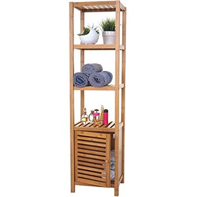 Mendler Badregal HWC-B18AM, Standregal mit Tür, Bambus 140x36x34cm Badezimmer, Badschrank Mendler Badregal HWC-B18AM, Standregal mit Tür, Bambus 140x36x34cm Badezimmer, Badschrank