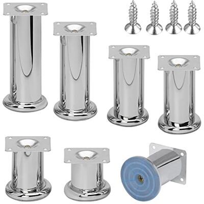 Stahlia Möbelfüße Metall 200mm Chrom-glänzend Schrankfüße Ø50mm Sockelfüße für Kommode, Sideboard, Sofa, Badmöbel inkl. Befestigungsschrauben Stahlia Möbelfüße Metall 200mm Chrom-glänzend Schrankfüße Ø50mm Sockelfüße für Kommode, Sideboard, Sofa, Badmöbel inkl. Befestigungsschrauben