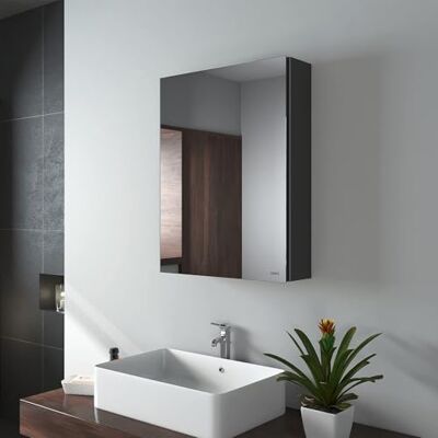 EMKE Spiegelschränke 50x65cm Spiegelschrank Badschrank mit Doppelseitiger Spiegel (Schwarz) EMKE Spiegelschränke 50x65cm Spiegelschrank Badschrank mit Doppelseitiger Spiegel (Schwarz)