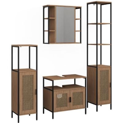 Vicco Badmöbel-Set Linara, Eiche, 60 cm 4er Set, besteht aus Waschbeckenunterschrank, Spiegelschrank, Hochschrank und Midischrank Vicco Badmöbel-Set Linara, Eiche, 60 cm 4er Set, besteht aus Waschbeckenunterschrank, Spiegelschrank, Hochschrank und Midischrank