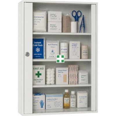 LEOMAR Medizinschrank, Apothekerschrank aus Stahlblech, mit 3 Ablagen, Abschließbar, Hausapotheke inkl. 2 Schlüssel, Medikamentenschrank, Erste-Hilfe-Schrank mit Glastüren 14 x 35 x 52 cm LEOMAR Medizinschrank, Apothekerschrank aus Stahlblech, mit 3 Ablagen, Abschließbar, Hausapotheke inkl. 2 Schlüssel, Medikamentenschrank, Erste-Hilfe-Schrank mit Glastüren 14 x 35 x 52 cm