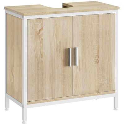 EUGAD Waschbeckenunterschrank 60 x 60 x 30 cm, Badezimmerschrank mit höhenverstellbarer Trennwand, Kleiner Schrank im Badezimmer, Badschrank aus Holzwerkstoff Metall, Weiße EUGAD Waschbeckenunterschrank 60 x 60 x 30 cm, Badezimmerschrank mit höhenverstellbarer Trennwand, Kleiner Schrank im Badezimmer, Badschrank aus Holzwerkstoff Metall, Weiße