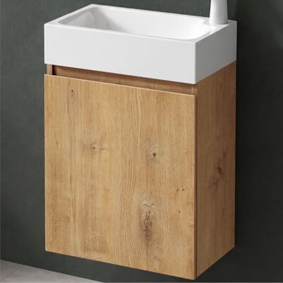 Mai & Mai Waschtisch mit Unterschrank 46x26x63cm Kerneiche Badmöbelset für Gäste WC, Badezimmermöbel Pisa02 Mai & Mai Waschtisch mit Unterschrank 46x26x63cm Kerneiche Badmöbelset für Gäste WC, Badezimmermöbel Pisa02