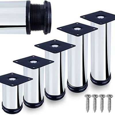 Stahlia 4er Set Möbelfüße Chrom Schrankfüße Möbelbeine verstellbar für Sideboard Kommode Sofa Bett Schrank Couch Bad Möbel mit Schrauben Ø50 mm Höhe 6cm Stahlia 4er Set Möbelfüße Chrom Schrankfüße Möbelbeine verstellbar für Sideboard Kommode Sofa Bett Schrank Couch Bad Möbel mit Schrauben Ø50 mm Höhe 6cm