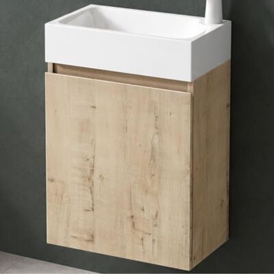 Mai & Mai Waschtisch mit Unterschrank 46x26x63cm Eiche Greige Badmöbelset für Gäste WC, Badezimmermöbel Pisa02 Mai & Mai Waschtisch mit Unterschrank 46x26x63cm Eiche Greige Badmöbelset für Gäste WC, Badezimmermöbel Pisa02