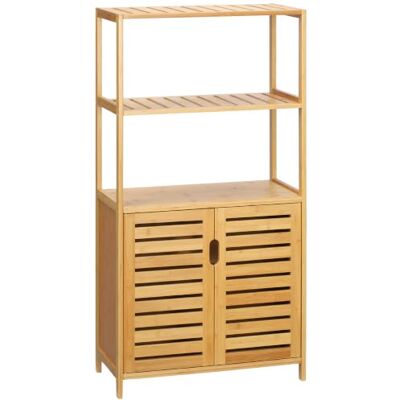 kleankin Badezimmerschrank Badschrank 2 Lamellentüren 60x30x120 cm Natur 2 Offene Fächer, Bambus, Badregal, Küchenschrank, Multifunktional, Aufbewahrungsschrank, Stehend, Badezimmer, Wohnzimmer kleankin Badezimmerschrank Badschrank 2 Lamellentüren 60x30x120 cm Natur 2 Offene Fächer, Bambus, Badregal, Küchenschrank, Multifunktional, Aufbewahrungsschrank, Stehend, Badezimmer, Wohnzimmer