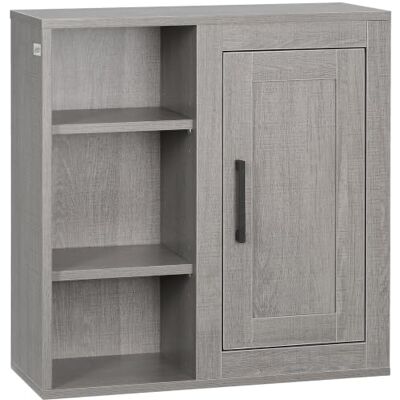 kleankin Badezimmerschrank Wandschrank mit 1 Schrank und 3 Regalen Mehrzweckschrank mit verstellbaren Regalebenen Aufbewahrungsschrank Badschrank Spanplatte Grau 48 x 20 x 50 cm kleankin Badezimmerschrank Wandschrank mit 1 Schrank und 3 Regalen Mehrzweckschrank mit verstellbaren Regalebenen Aufbewahrungsschrank Badschrank Spanplatte Grau 48 x 20 x 50 cm