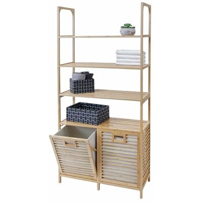 Mendler Bambus Badezimmerschrank HWC-N83AM 168x81x33cm Regal, Badregal, Badschrank, 2 Wäschekörbe, 4 Regalböden, FSC®-Zertifiziert Mendler Bambus Badezimmerschrank HWC-N83AM 168x81x33cm Regal, Badregal, Badschrank, 2 Wäschekörbe, 4 Regalböden, FSC®-Zertifiziert
