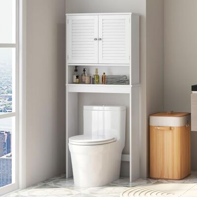 COSTWAY Toilettenregal freistehend, Badezimmerregal mit Doppeltür & verstellbarem Regalen, Überbauschrank Waschmaschinenschrank Badschrank, 66 x 25,5 x 157cm, Weiß COSTWAY Toilettenregal freistehend, Badezimmerregal mit Doppeltür & verstellbarem Regalen, Überbauschrank Waschmaschinenschrank Badschrank, 66 x 25,5 x 157cm, Weiß