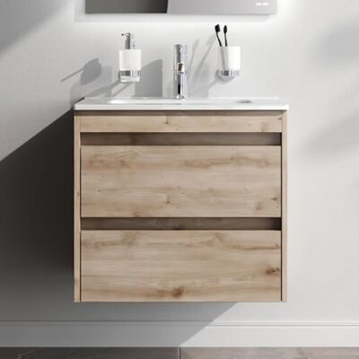 AM.PM Waschbeckenunterschrank Hängend mit Waschbecken, Badmöbel Set für Badezimmer & Gäste-WC, Waschtischunterschrank mit 2 Schubladen, Spike Eiche (60/54 cm) AM.PM Waschbeckenunterschrank Hängend mit Waschbecken, Badmöbel Set für Badezimmer & Gäste-WC, Waschtischunterschrank mit 2 Schubladen, Spike Eiche (60/54 cm)
