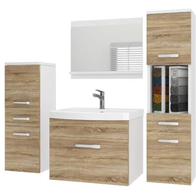 B BELINI GROUP Belini PRIM5 Waschbeckenunterschrank Badschrank 120cm Sonoma Eiche Badmöbel-Set in Sonoma Eiche, wandhängende Montage, Soft-Close-Mechanismus, FSC-Holzwerkstoff, inkl. Waschbecken & Spiegel B BELINI GROUP Belini PRIM5 Waschbeckenunterschrank Badschrank 120cm Sonoma Eiche Badmöbel-Set in Sonoma Eiche, wandhängende Montage, Soft-Close-Mechanismus, FSC-Holzwerkstoff, inkl. Waschbecken & Spiegel