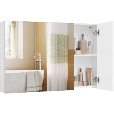 VASAGLE Kailyn Kollektion Spiegelschrank, Badezimmerschrank, Aufbewahrungsschrank mit 3 Türen, fürs Badezimmer, 15 x 90 x 60 cm, mit verstellbaren Regalebenen, modern, weiß BBK032W01 VASAGLE Kailyn Kollektion Spiegelschrank, Badezimmerschrank, Aufbewahrungsschrank mit 3 Türen, fürs Badezimmer, 15 x 90 x 60 cm, mit verstellbaren Regalebenen, modern, weiß BBK032W01