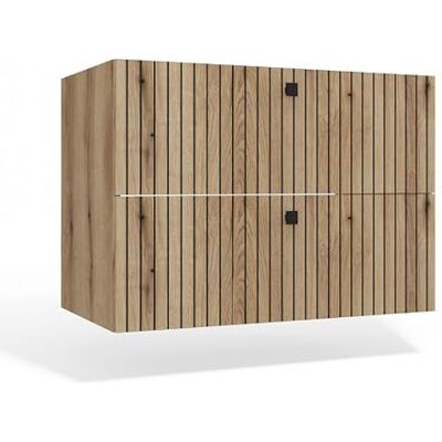 CDF Waschbeckenunterschrank Hängend 2X Schubladen Badezimmermöbel mit Lamellenfronten und Griffen – Aufbewahrung für Badaccessoires Kosmetik Handtücher – Modernes Design Tigo 802S Eiche Evoke CDF Waschbeckenunterschrank Hängend 2X Schubladen Badezimmermöbel mit Lamellenfronten und Griffen – Aufbewahrung für Badaccessoires Kosmetik Handtücher – Modernes Design Tigo 802S Eiche Evoke