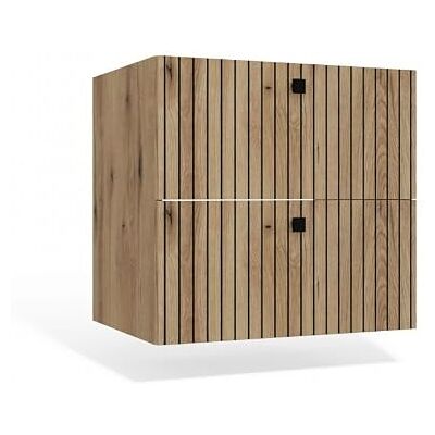 CDF Waschbeckenunterschrank Hängend 2X Schubladen Badezimmermöbel mit Lamellenfronten und Griffen – Aufbewahrung für Kosmetik Handtücher – Modernes Design Tigo 602S Eiche Evoke CDF Waschbeckenunterschrank Hängend 2X Schubladen Badezimmermöbel mit Lamellenfronten und Griffen – Aufbewahrung für Kosmetik Handtücher – Modernes Design Tigo 602S Eiche Evoke