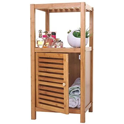 Mendler Badregal HWC-B18, Standregal mit Tür, Bambus 80x36x34cm Badezimmer, Badschrank Mendler Badregal HWC-B18, Standregal mit Tür, Bambus 80x36x34cm Badezimmer, Badschrank