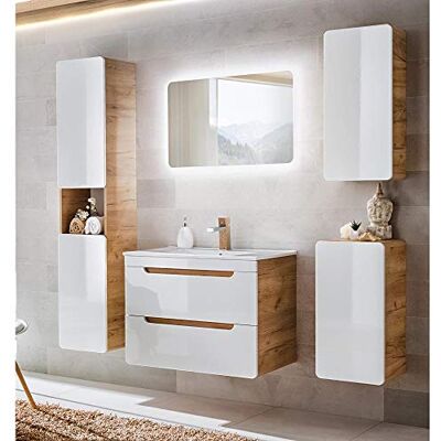 LUTON - LUTON-56 - Weiß Hochglanz - Badmöbel-Set LUTON - LUTON-56 - Weiß Hochglanz - Badmöbel-Set