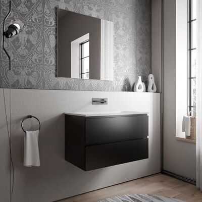 Bernstein Badmöbel-Set AVA 80cm bestehend aus Mineralguss-Waschbecken mit Unterschrank in Schwarz matt, Waschtisch Cream Weiß matt ohne Hahnloch, Ideal für mittelgroße Bäder und Badezimmer Bernstein Badmöbel-Set AVA 80cm bestehend aus Mineralguss-Waschbecken mit Unterschrank in Schwarz matt, Waschtisch Cream Weiß matt ohne Hahnloch, Ideal für mittelgroße Bäder und Badezimmer