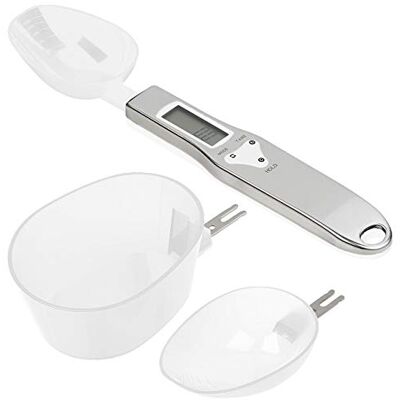 Rosenstein & Söhne Wiegelöffel: Digitale Löffel-Waage, 3 Aufsätze, LCD-Display, bis 500 g, 0,1 g genau (Loeffel Mit Waage, Handwaage, Katze) Rosenstein & Söhne Wiegelöffel: Digitale Löffel-Waage, 3 Aufsätze, LCD-Display, bis 500 g, 0,1 g genau (Loeffel Mit Waage, Handwaage, Katze)