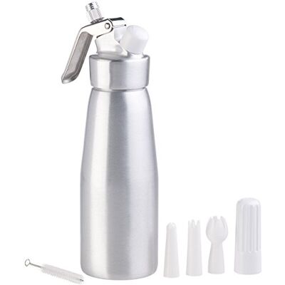 Rosenstein & Söhne Sahnesyphon: Sahnespender für Schlagsahne, Cremes und Soßen, 500 ml, 3 Aufsätze (Sahnesprüher, Sahne-Gerät für Küche, Sahnekapseln) Rosenstein & Söhne Sahnesyphon: Sahnespender für Schlagsahne, Cremes und Soßen, 500 ml, 3 Aufsätze (Sahnesprüher, Sahne-Gerät für Küche, Sahnekapseln)
