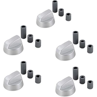 Dekarox 5 x Drehknopf Herdknopf Set 42mmØ mit Adaptern 6mmØ und 8mmØ universal für Kochfeld Herd Gasherd Backofen Dekarox 5 x Drehknopf Herdknopf Set 42mmØ mit Adaptern 6mmØ und 8mmØ universal für Kochfeld Herd Gasherd Backofen