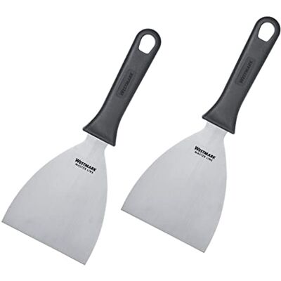Westmark 2 Profi-Schaber/Grill-Spachtel, Gerade, Starr, Geschlossen, Klingenmaß: 10 x 13 cm, Länge: 26 cm, Rostfreier Edelstahl/Kunststoff, Master Line, Schwarz/Silber, 133022E3 Westmark 2 Profi-Schaber/Grill-Spachtel, Gerade, Starr, Geschlossen, Klingenmaß: 10 x 13 cm, Länge: 26 cm, Rostfreier Edelstahl/Kunststoff, Master Line, Schwarz/Silber, 133022E3