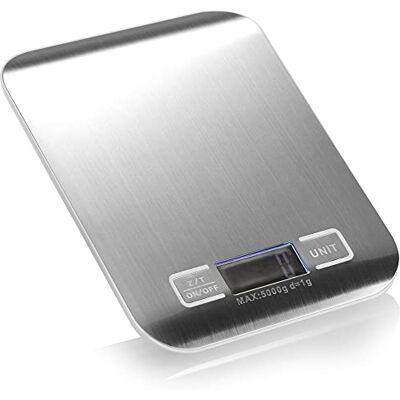 com-four ® Digitale Küchenwaage, elektronische Haushaltswaage im Edelstahl Gewichtsmesser für Küche und Haushalt Messgerät bis 5 kg batteriebetriebene Wiegehilfe com-four ® Digitale Küchenwaage, elektronische Haushaltswaage im Edelstahl Gewichtsmesser für Küche und Haushalt Messgerät bis 5 kg batteriebetriebene Wiegehilfe