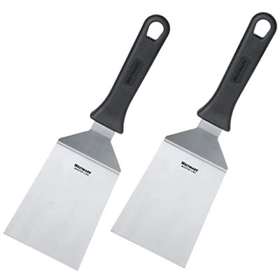 Westmark 2 Profi-Wender/Grill-Spachtel, Gewinkelt, Starr, Geschlossen, Klingenmaß: 9 x 11,5 cm, Länge: 29 cm, Rostfreier Edelstahl/Kunststoff, Master Line, Schwarz/Silber, 134422E3 Westmark 2 Profi-Wender/Grill-Spachtel, Gewinkelt, Starr, Geschlossen, Klingenmaß: 9 x 11,5 cm, Länge: 29 cm, Rostfreier Edelstahl/Kunststoff, Master Line, Schwarz/Silber, 134422E3