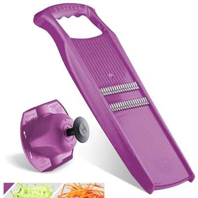 Börner Roko PowerLine Gemüseschneider Set mit Fruchthalter (2-tlg.) • Feiner Streifenschneider für Obst & Gemüse + Gemüsehalter • Julienne Schneider • Gemüsehobel Set • Farbe: Violett Börner Roko PowerLine Gemüseschneider Set mit Fruchthalter (2-tlg.) • Feiner Streifenschneider für Obst & Gemüse + Gemüsehalter • Julienne Schneider • Gemüsehobel Set • Farbe: Violett