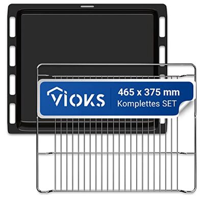 VIOKS Tiefes Backblech + Grillrost Ofen Ersatz für Bosch 00662999 00574876 Blech, Baking Tray, Gitterrost, 465x375 x30 mm, für Herd VIOKS Tiefes Backblech + Grillrost Ofen Ersatz für Bosch 00662999 00574876 Blech, Baking Tray, Gitterrost, 465x375 x30 mm, für Herd