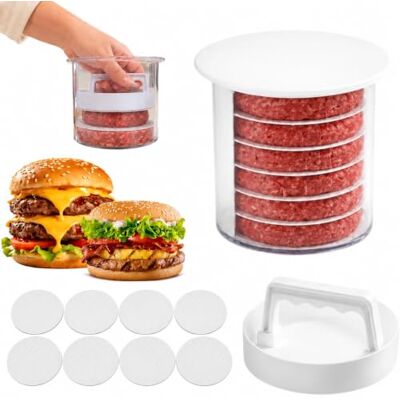 Generic Burger Patty Maker Mit Stapelbarer Lagerung & Trennscheiben Hamburger-Pressen Patty Maker: Mehrere Patties stapeln, formen & saubere Handhabung für BBQ und Familienessen Generic Burger Patty Maker Mit Stapelbarer Lagerung & Trennscheiben Hamburger-Pressen Patty Maker: Mehrere Patties stapeln, formen & saubere Handhabung für BBQ und Familienessen