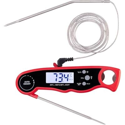 Rosenstein & Söhne Bratthermometer: Digitales Fleischthermometer mit doppelter Sonde und Alarmfunktion (BBQ-Thermometer, Räucherofen Thermometer, Backofen) Rosenstein & Söhne Bratthermometer: Digitales Fleischthermometer mit doppelter Sonde und Alarmfunktion (BBQ-Thermometer, Räucherofen Thermometer, Backofen)