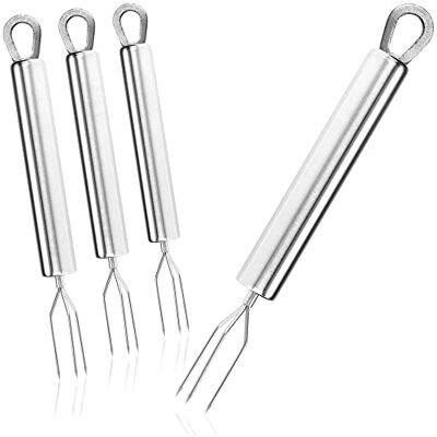com-four ® 4x Pellkartoffel-Gabel mit 3 Zinken, Edelstahl 430 rostfrei, wiederverwendbar auch als Maisspieß und Schälhilfe nutzbar com-four ® 4x Pellkartoffel-Gabel mit 3 Zinken, Edelstahl 430 rostfrei, wiederverwendbar auch als Maisspieß und Schälhilfe nutzbar