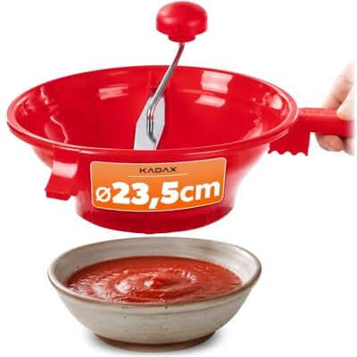 KADAX Passiermühle Ø 23,5 cm, manuelle Gemüsemühle aus Kunststoff, Küchensieb zum Passieren von Obst und Gemüse, Passiersieb für Saucen, Mus & Babynahrung KADAX Passiermühle Ø 23,5 cm, manuelle Gemüsemühle aus Kunststoff, Küchensieb zum Passieren von Obst und Gemüse, Passiersieb für Saucen, Mus & Babynahrung