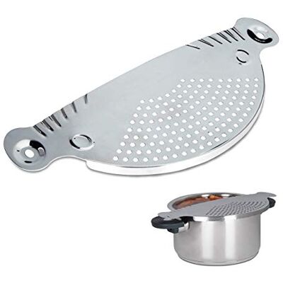 Relaxdays Abgießhilfe Edelstahl, HxB: 32,5 x 13 cm, Schöpfsieb, für Töpfe und Schüsseln, platzsparend, Metall, Silber Relaxdays Abgießhilfe Edelstahl, HxB: 32,5 x 13 cm, Schöpfsieb, für Töpfe und Schüsseln, platzsparend, Metall, Silber