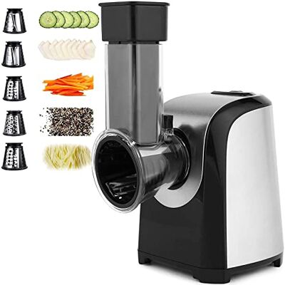 COOCHEER Elektrischer Gemüsehobel, Elektrische Reibe mit 5 Raspel, Küche Gemüsehobel Edelstahl Salatschneider/Multifunktionsreibe Gemüse Raspel, E1 COOCHEER Elektrischer Gemüsehobel, Elektrische Reibe mit 5 Raspel, Küche Gemüsehobel Edelstahl Salatschneider/Multifunktionsreibe Gemüse Raspel, E1