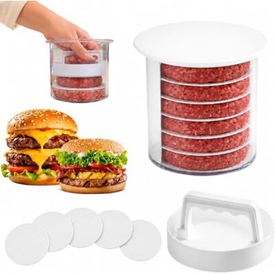 Generic Burger Patty Maker Mit Stapelbarer Lagerung & Trennscheiben Hamburger-Pressen Patty Maker: Mehrere Patties stapeln, formen & saubere Handhabung für BBQ und Familienessen Generic Burger Patty Maker Mit Stapelbarer Lagerung & Trennscheiben Hamburger-Pressen Patty Maker: Mehrere Patties stapeln, formen & saubere Handhabung für BBQ und Familienessen