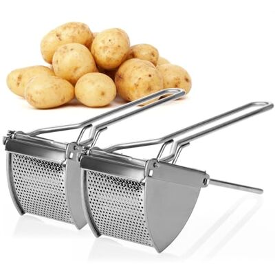 com-four ® 2x Kartoffelpresse aus rostfreiem Edelstahl, spülmaschinengeeigne Spätzlepresse Spaghettieispresse Kartoffelstampfer com-four ® 2x Kartoffelpresse aus rostfreiem Edelstahl, spülmaschinengeeigne Spätzlepresse Spaghettieispresse Kartoffelstampfer