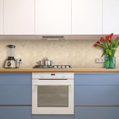 CREARREDA Küchen-Spritzschutz, Wandaufkleber für Herde, 60 x 58 cm, Glanz-Effekt – Dicke 1 mm, starr – schwer entflammbar und hitzebeständig und wasserfest, Farbe Travertine Stone CREARREDA Küchen-Spritzschutz, Wandaufkleber für Herde, 60 x 58 cm, Glanz-Effekt – Dicke 1 mm, starr – schwer entflammbar und hitzebeständig und wasserfest, Farbe Travertine Stone