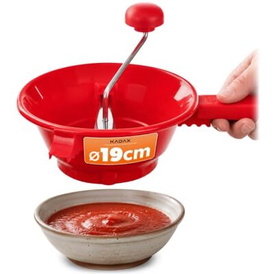 KADAX Passiermühle Ø 19 cm, manuelle Gemüsemühle aus Kunststoff, Passiergerät zum Passieren von Obst und Gemüse, Passiersieb für Püree, Suppen & Babynahrung KADAX Passiermühle Ø 19 cm, manuelle Gemüsemühle aus Kunststoff, Passiergerät zum Passieren von Obst und Gemüse, Passiersieb für Püree, Suppen & Babynahrung
