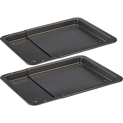 Rosenstein & Söhne Backblech für Backofen: 2er-Set ausziehbare Universal-Backbleche mit Antihaft-Beschichtung (ohne Backpapier, Universelles, Pizza) Rosenstein & Söhne Backblech für Backofen: 2er-Set ausziehbare Universal-Backbleche mit Antihaft-Beschichtung (ohne Backpapier, Universelles, Pizza)