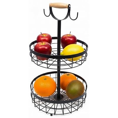 Relaxdays Obstkorb Etagere 2-stöckig, Obstschale für die Küche, moderner Metallkorb für Obst und Gemüse, Metall, Farben Relaxdays Obstkorb Etagere 2-stöckig, Obstschale für die Küche, moderner Metallkorb für Obst und Gemüse, Metall, Farben