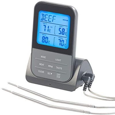 Rosenstein & Söhne Backofenthermometer Funk: Funk-Braten- & Ofenthermometer mit 2 Fühlern & XL-Display, bis 250 °C (Backofenthermometer kabellos, Thermometer Backofen, BBQ) Rosenstein & Söhne Backofenthermometer Funk: Funk-Braten- & Ofenthermometer mit 2 Fühlern & XL-Display, bis 250 °C (Backofenthermometer kabellos, Thermometer Backofen, BBQ)